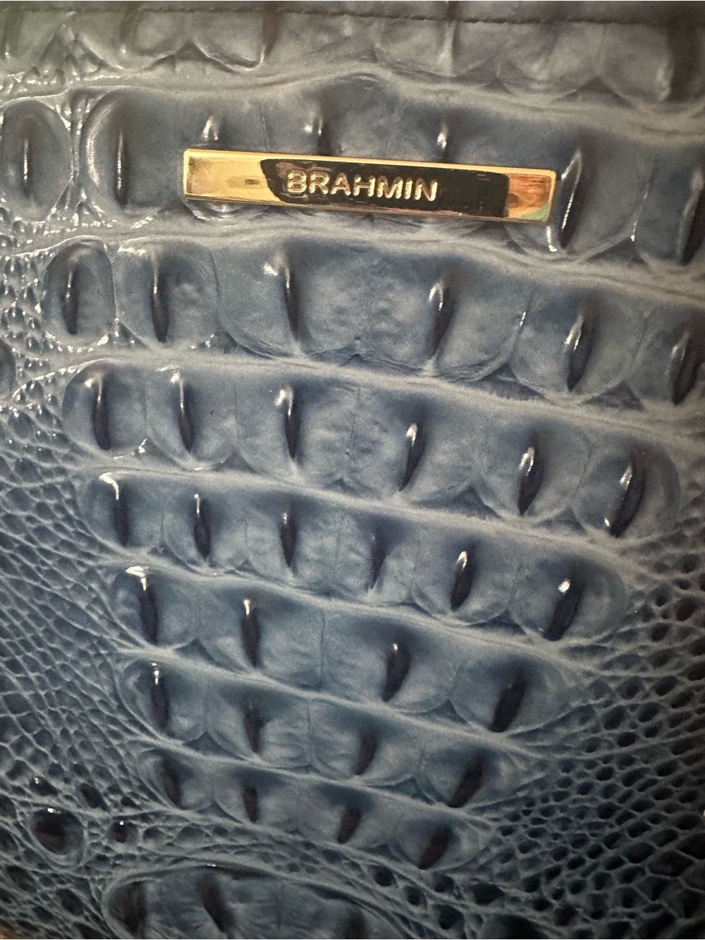 Brahmin Caroline Blue Croc-Embossed Leather Serenade Satchel NWT Bag - Picture 15 of 16
